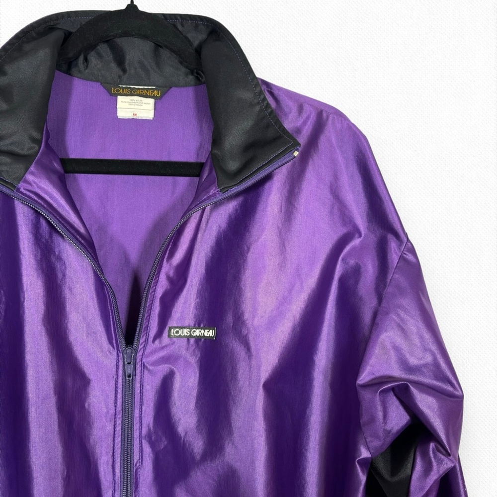 Louis Garneau Windbreaker Bomber Jacket Purple Black Full Zip Cycling Size M - Picture 3 of 7